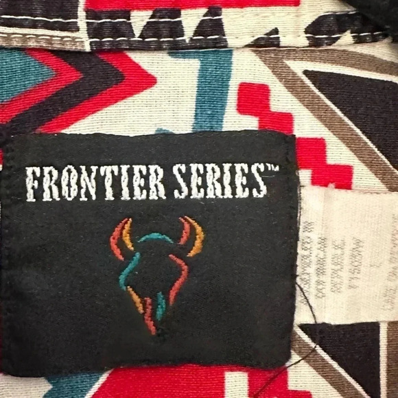FRONTIER SERIES vintage button down Aztec Long Sleeve Western Shirt southwest - Picture 3 of 12
